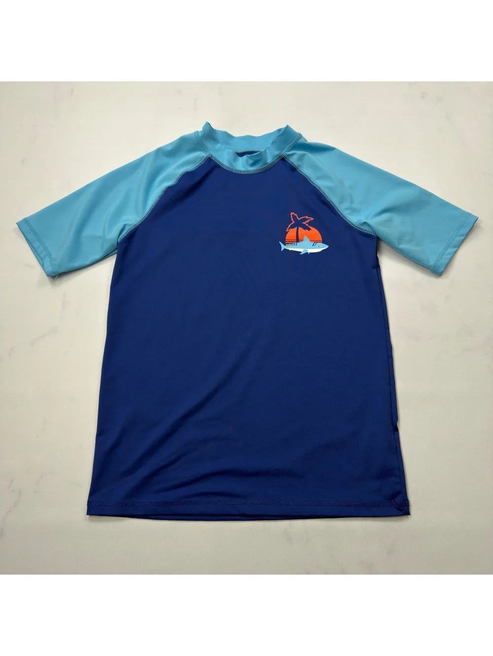Children's Place Sport Rash Guard Swim Shirt Blue Contrast - Boys XXL